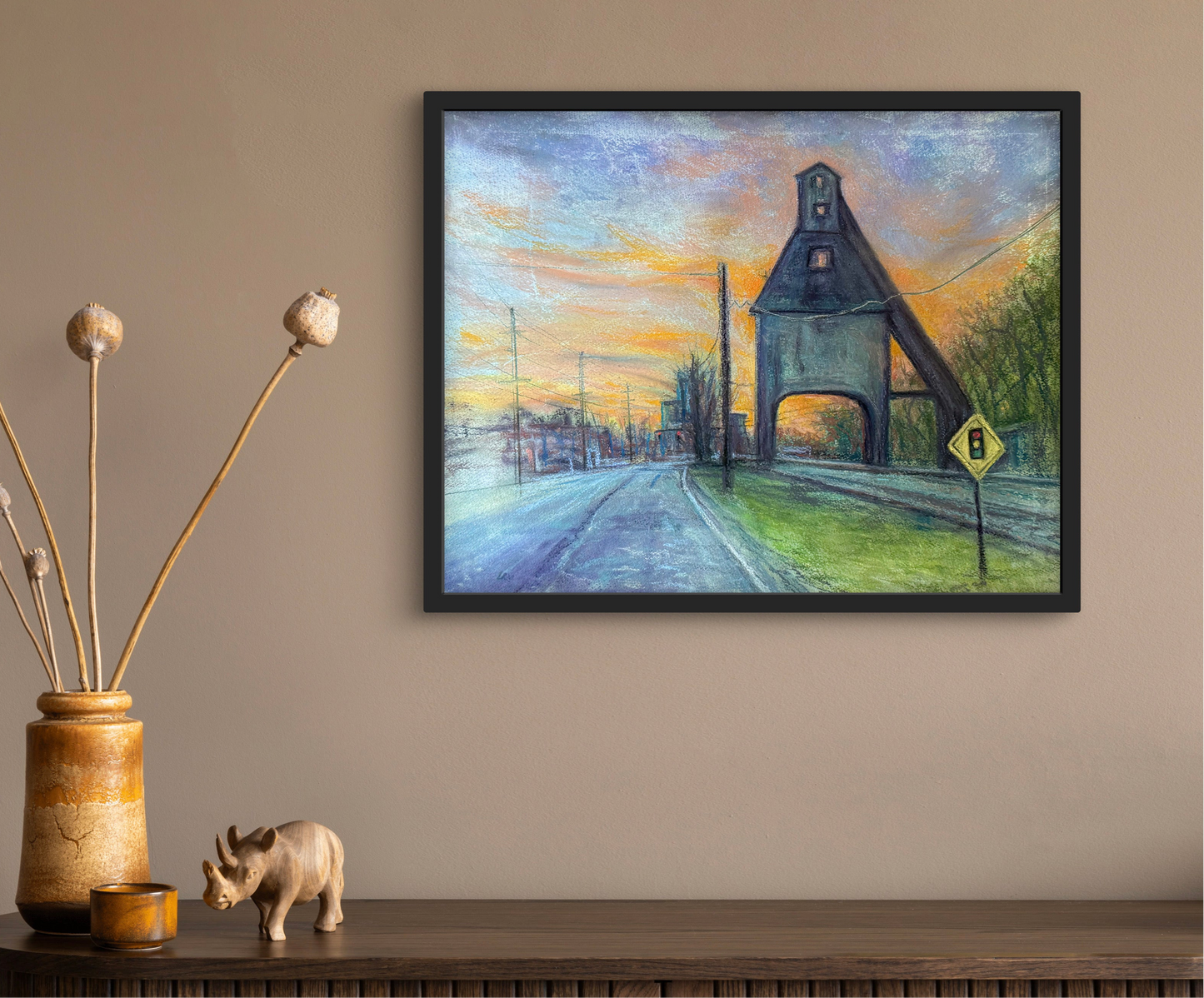 Last Light Of The Coaling Tower - Soft Pastel - Giclee Print