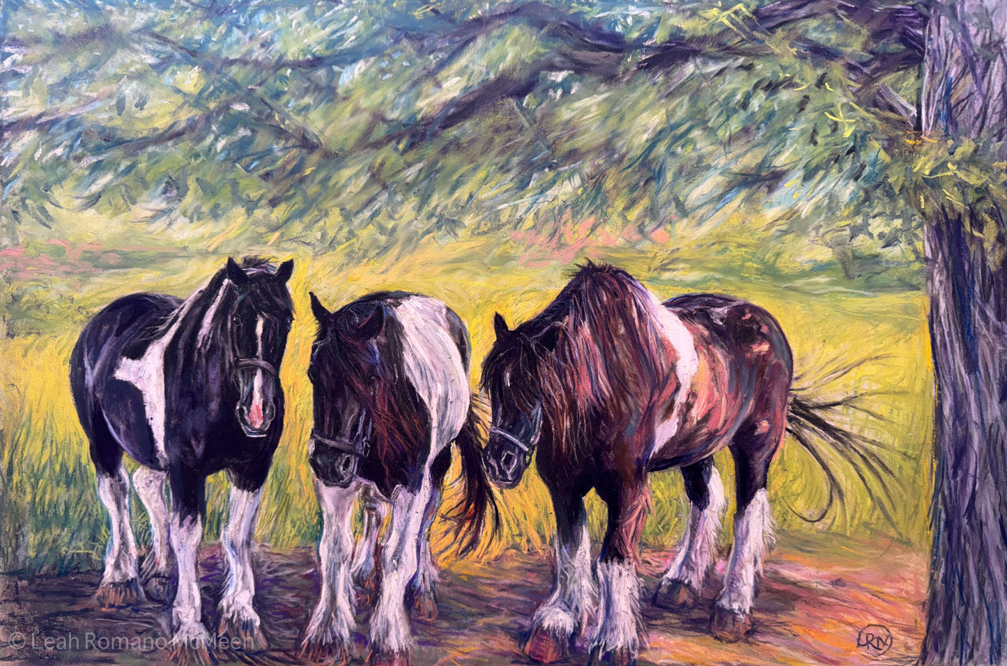 Gypsy Vanner Trio Horses Soft Pastel Original