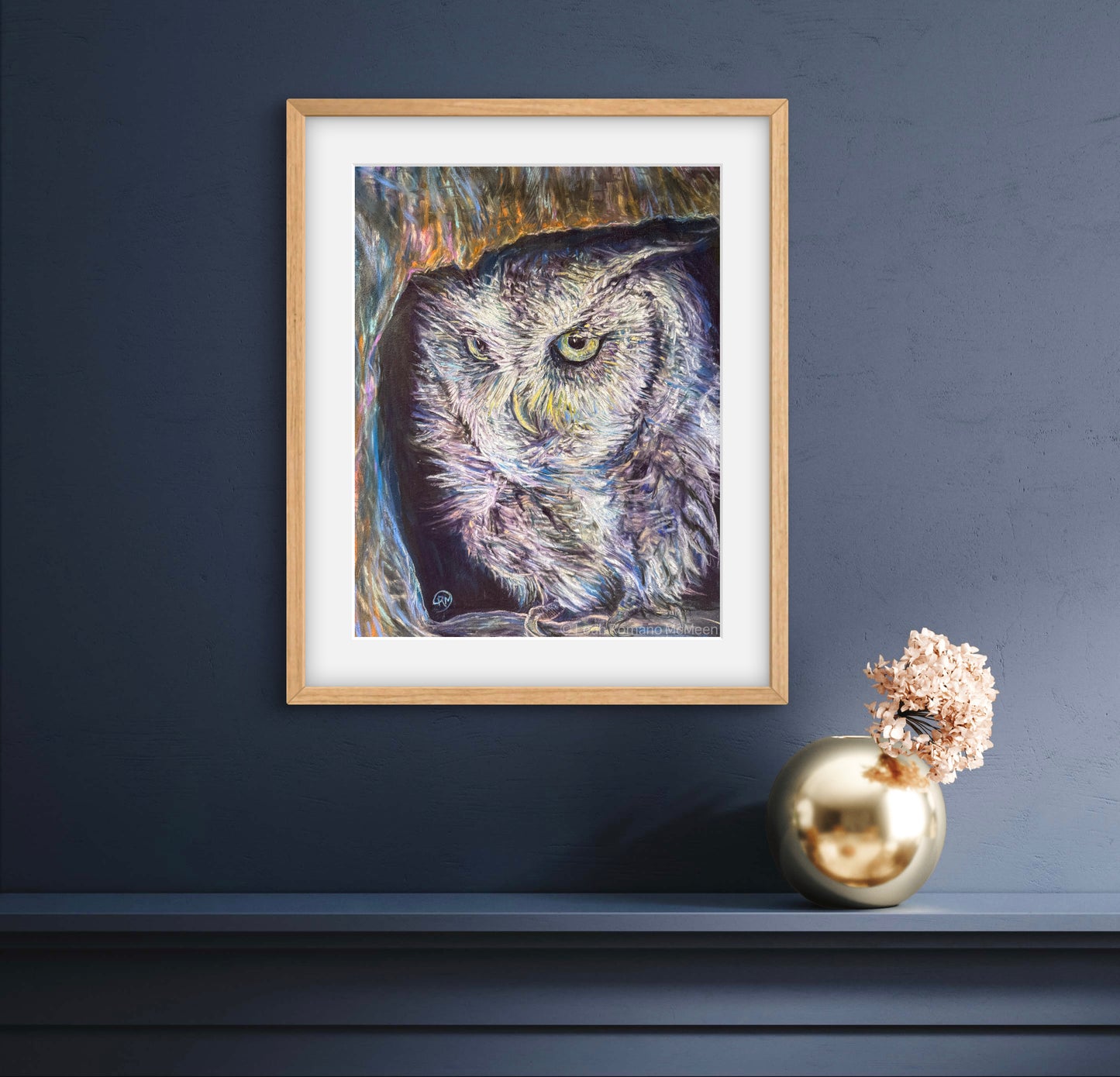 Screech Owl Bird In Tree Art Print