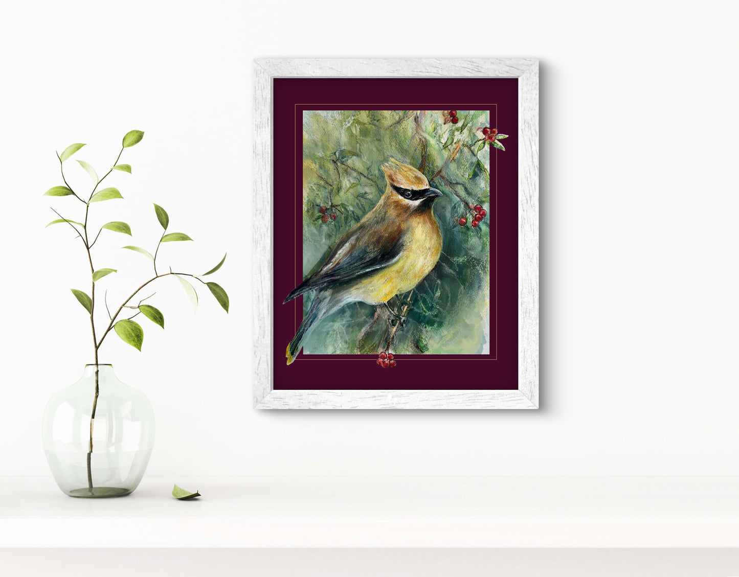 Cedar Waxwing Bird Art Print
