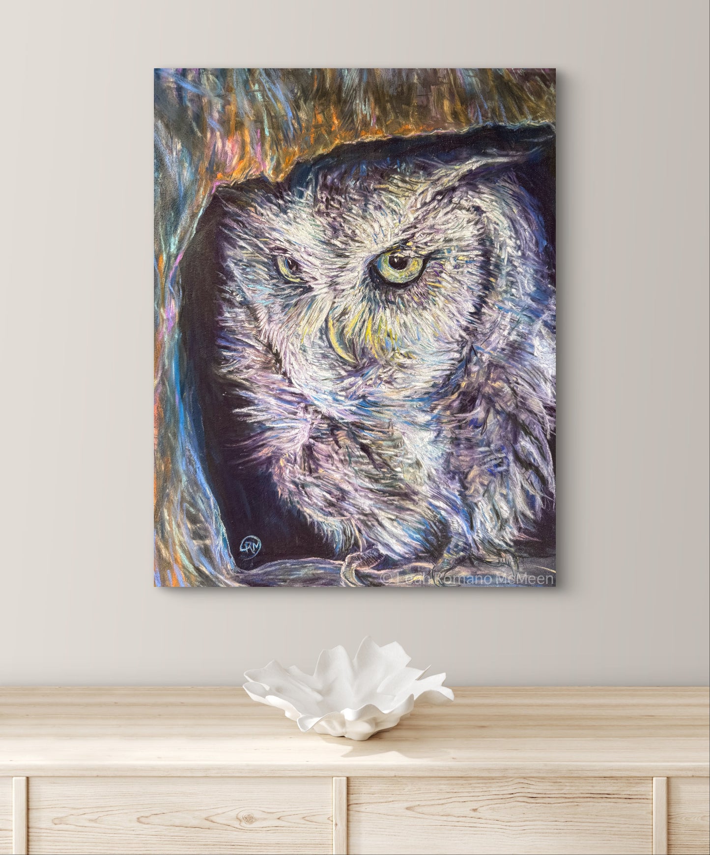 Screech Owl Bird In Tree Art Print