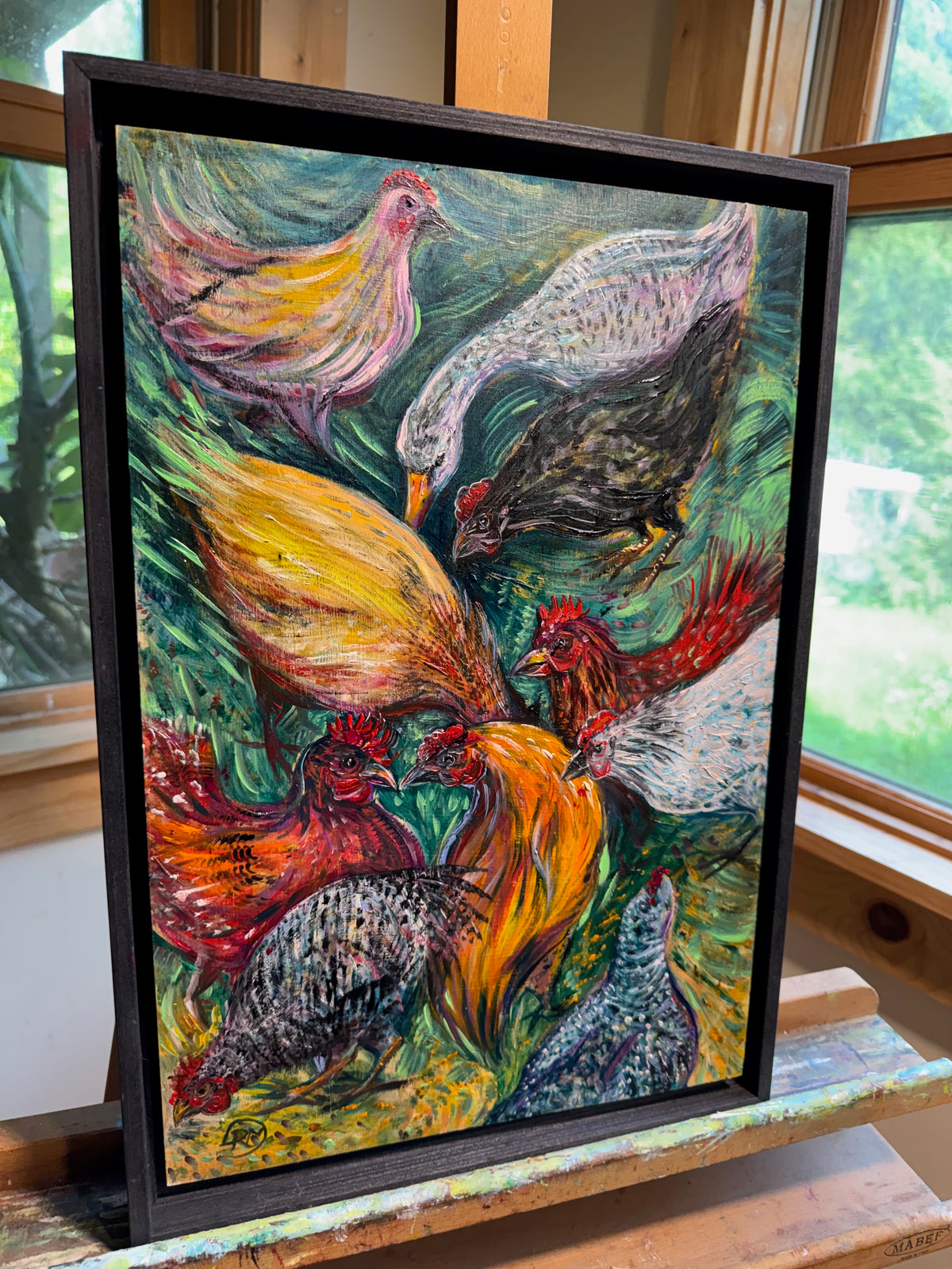 Pecking Order • Chicken Oil Painting