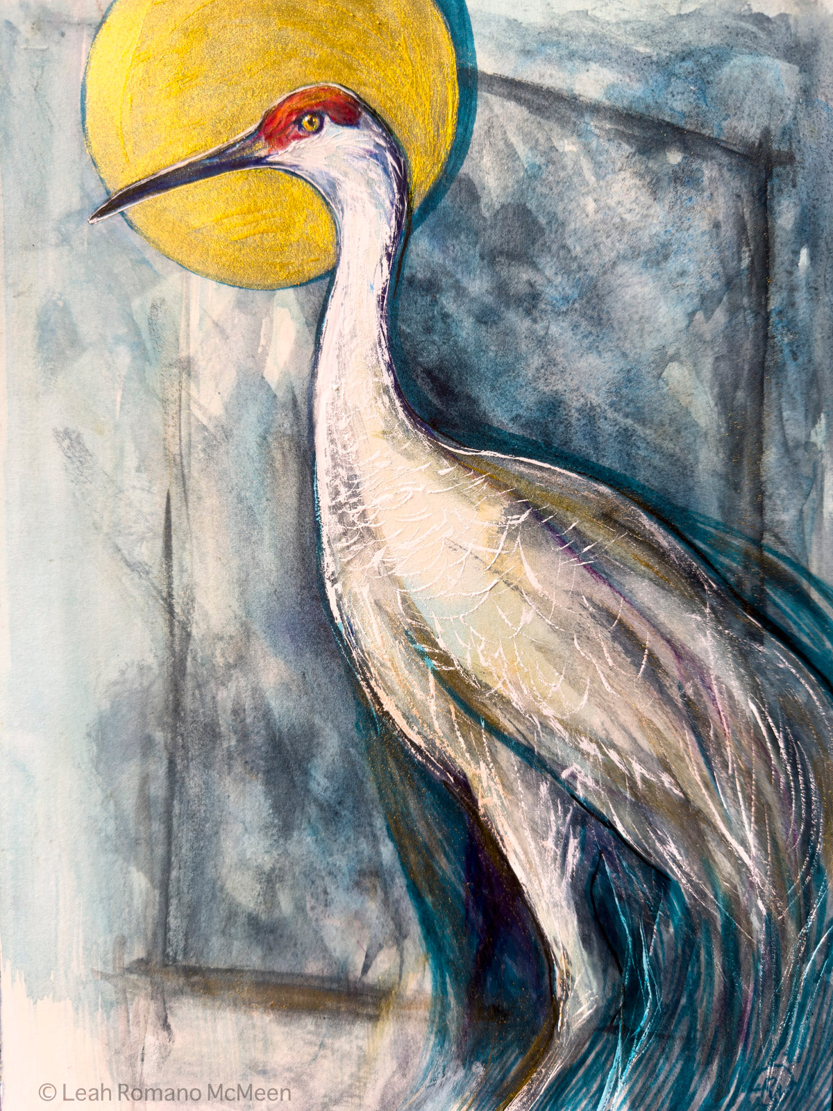 Sandhill Sentinel - Sandhill Crane Bird – Leah Romano McMeen Art