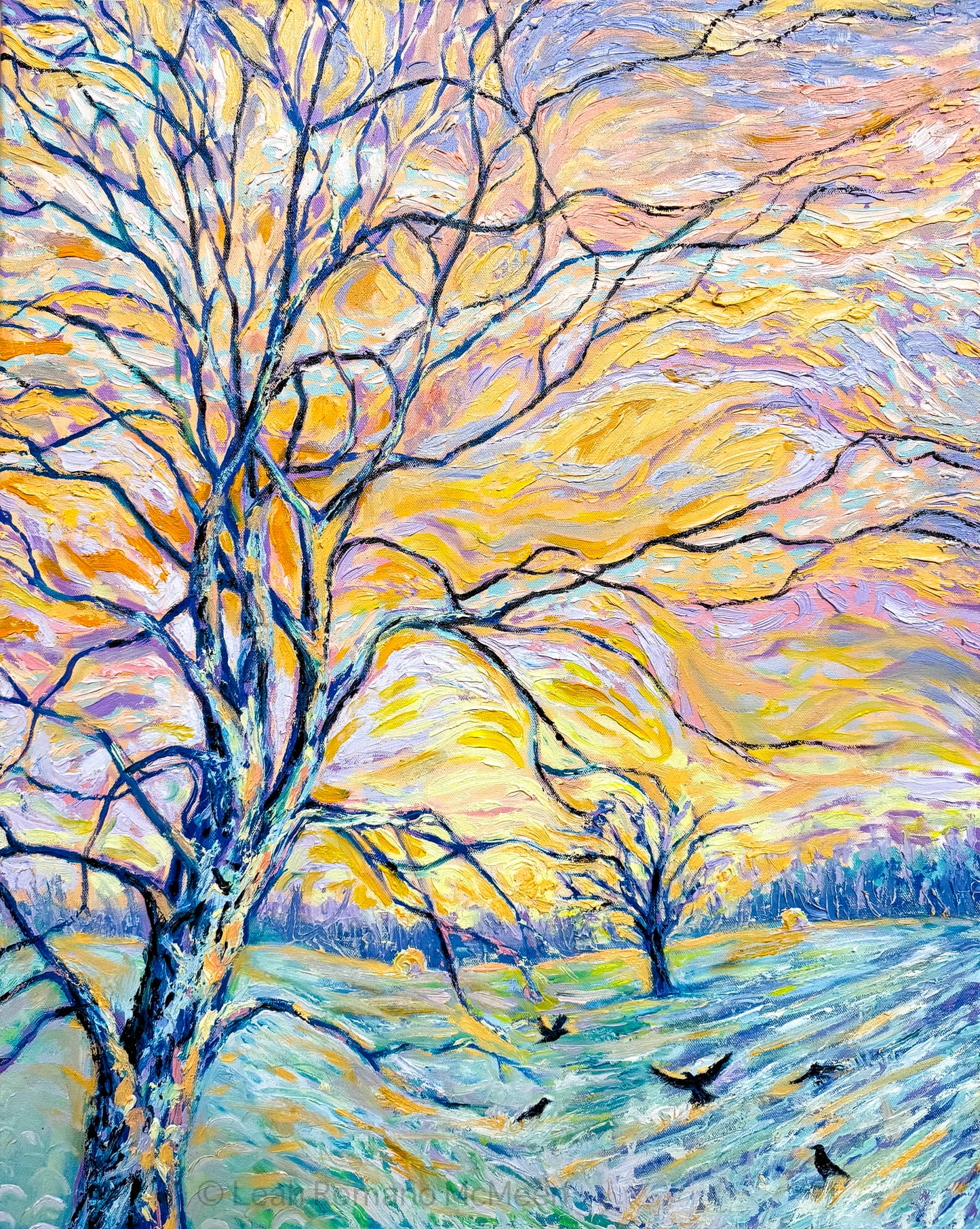 Winter Sycamore And Crows Oil Original