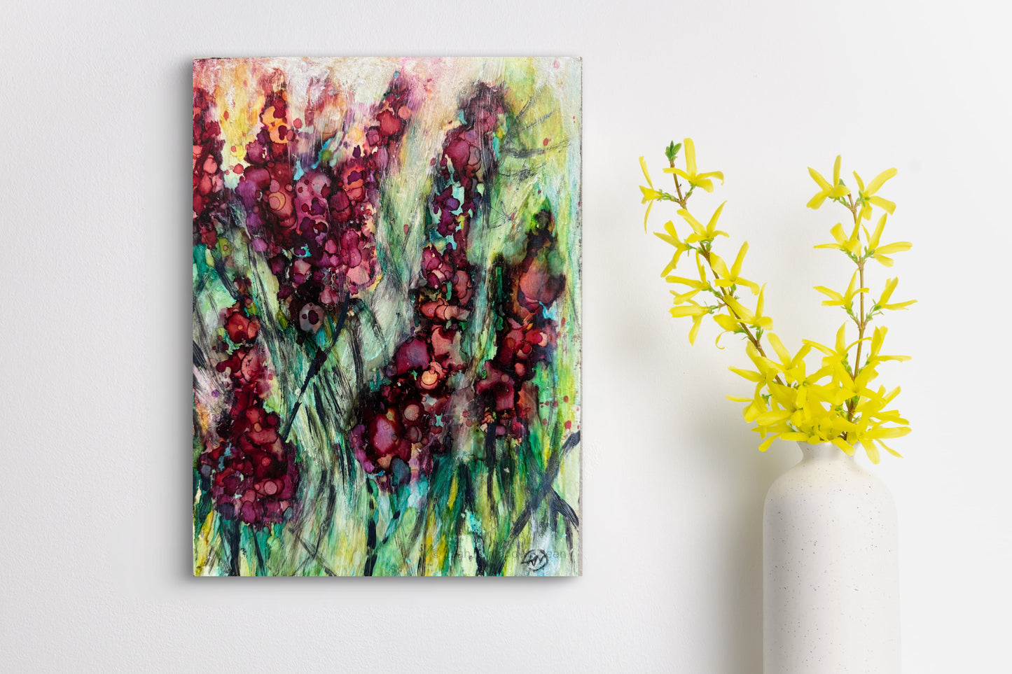 Sumac Alcohol Ink And Acrylic Painting On Birch Panel