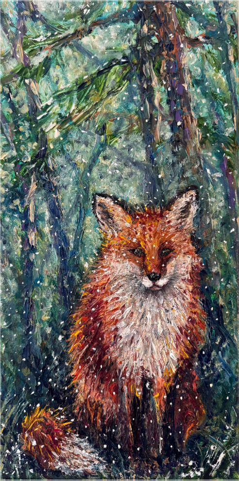 The Snow Watcher Fox – Giclée Print from Oil Original