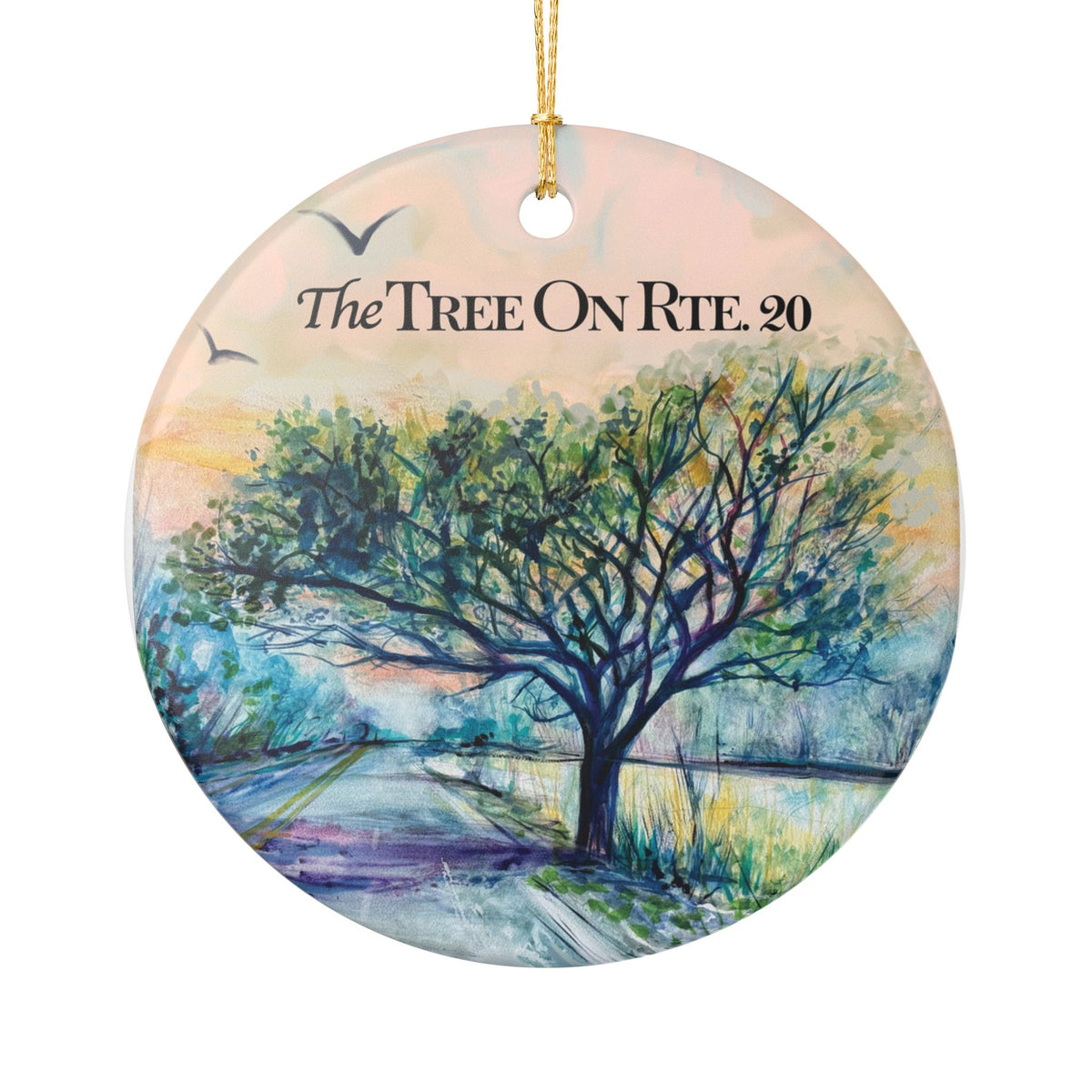 Tree on Route 20 Ceramic Ornament