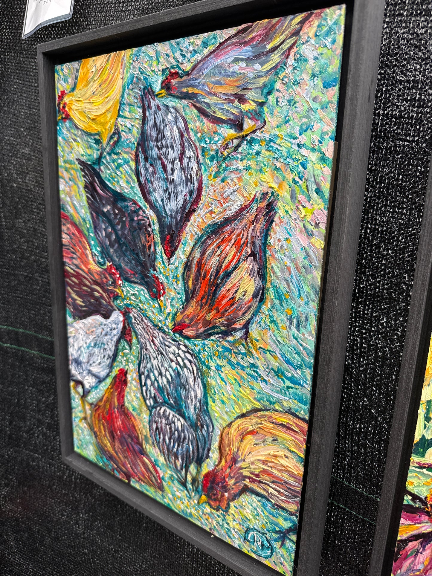 Busy Ladies Chicken Oil Painting