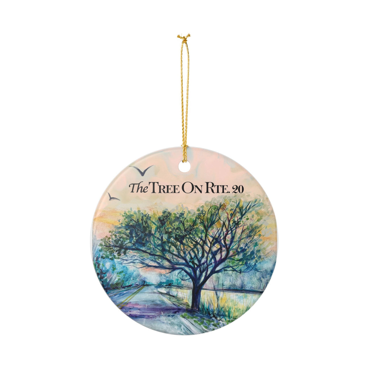 Tree on Route 20 Ceramic Ornament