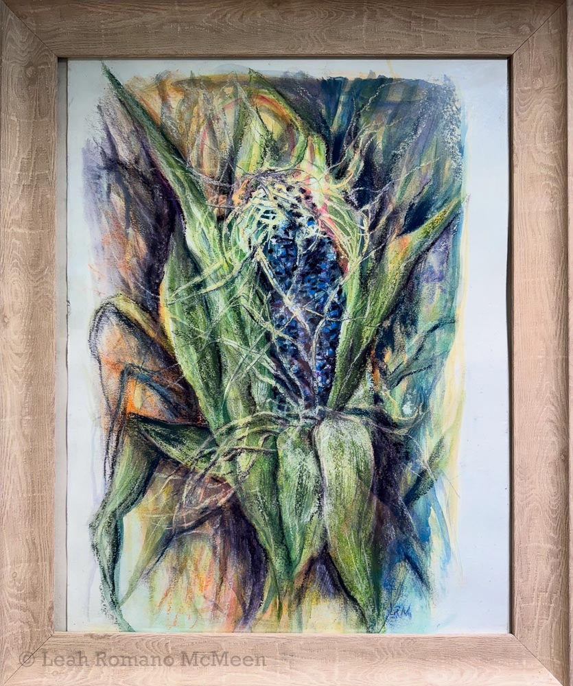 Blue Maize - Watercolor and Pastel Painting