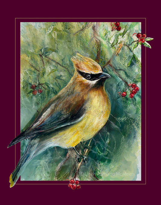 Cedar Waxwing Bird Art Print