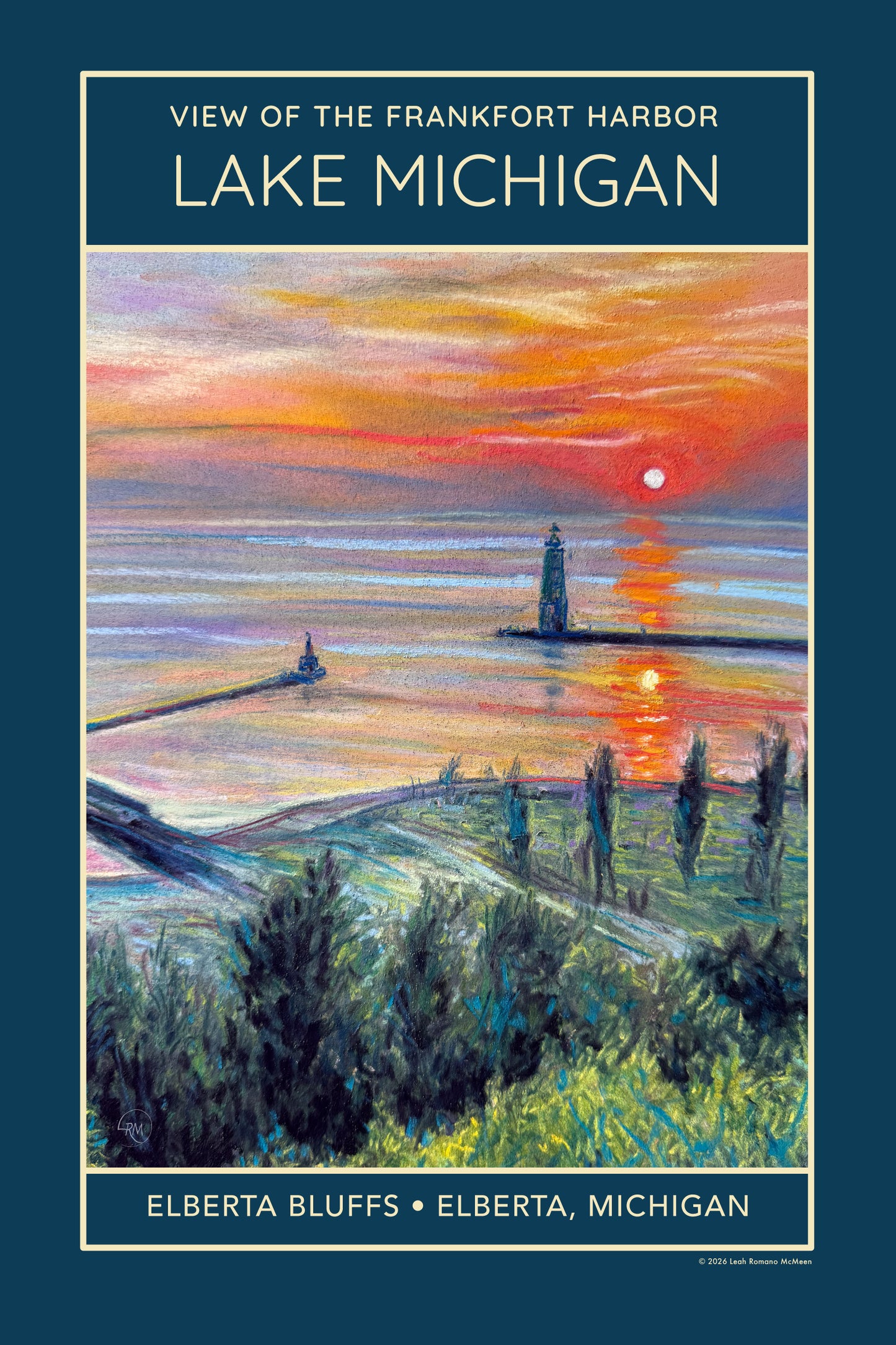Frankfort Harbor At Lake Michigan Elberta Bluffs Poster & Print