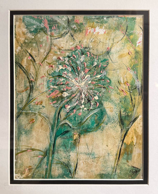 Dandelion Botanical Monotype Painting