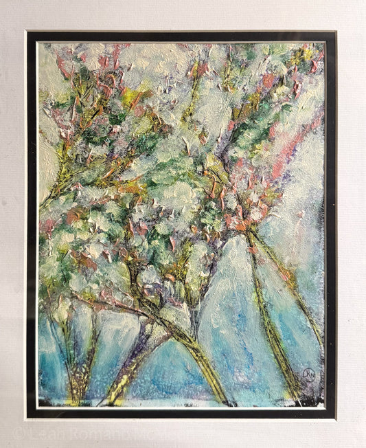 Queen Annes Lace Flower Botanical Monotype Painting