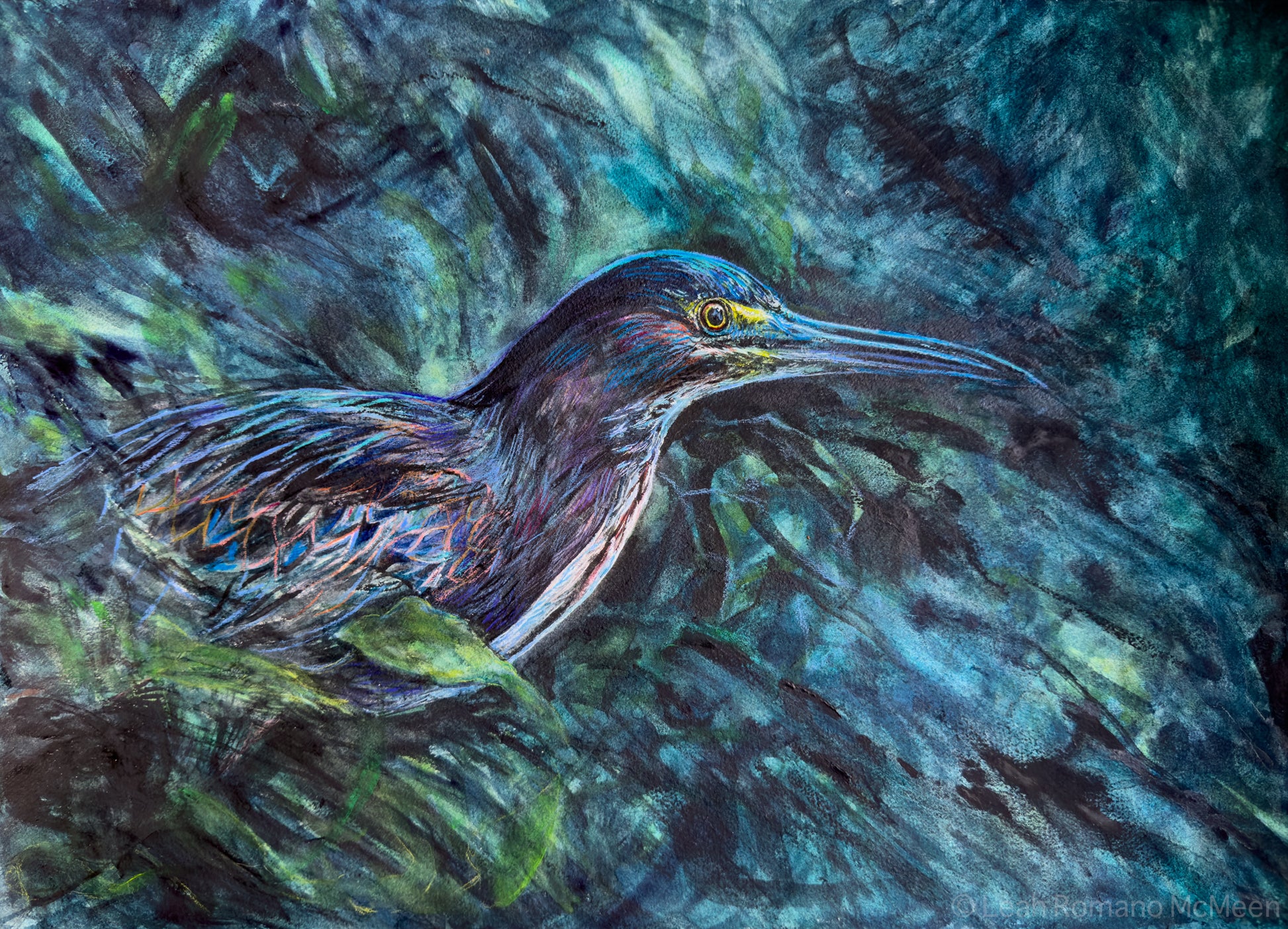 Green Heron The Nightwatcher painting