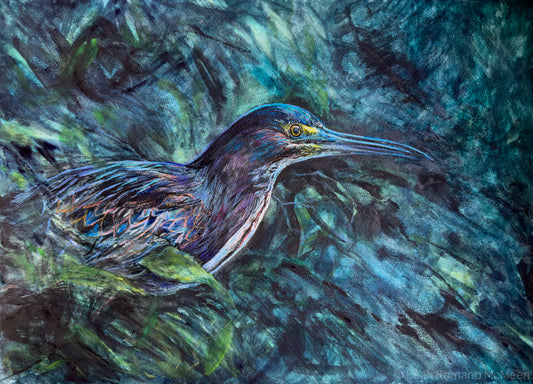 Green Heron The Nightwatcher painting