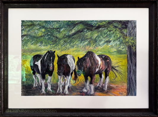 Gypsy Vanner Trio Horses Soft Pastel Original