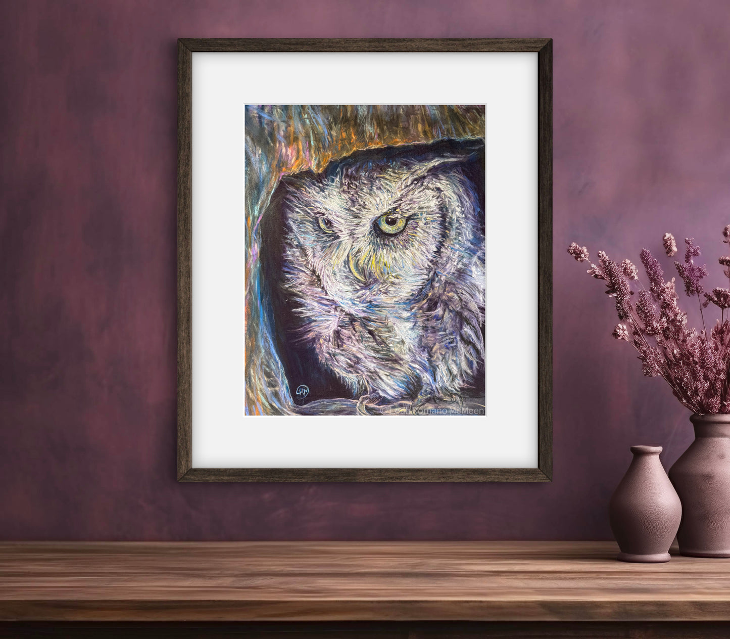 Screech Owl Bird In Tree Art Print