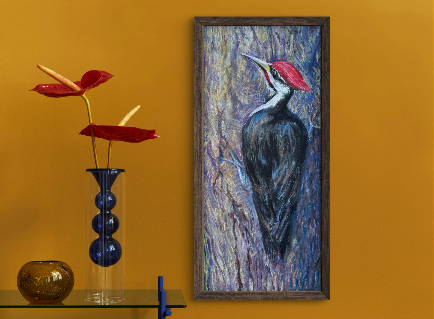 Pileated Woodpecker Bird – Giclée Print from Oil Pastel Original