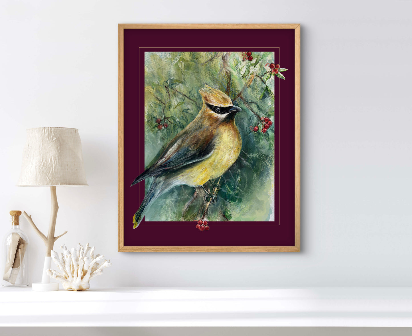 Cedar Waxwing Bird Art Print