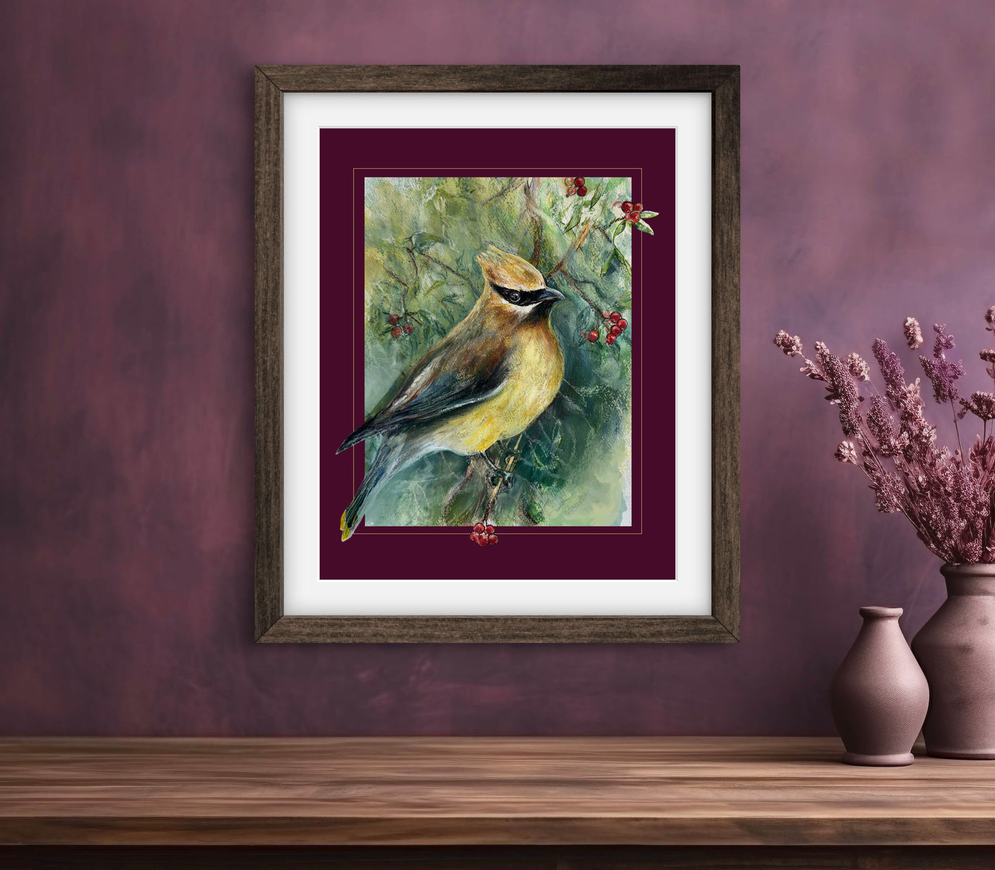 Cedar Waxwing Bird Art Print