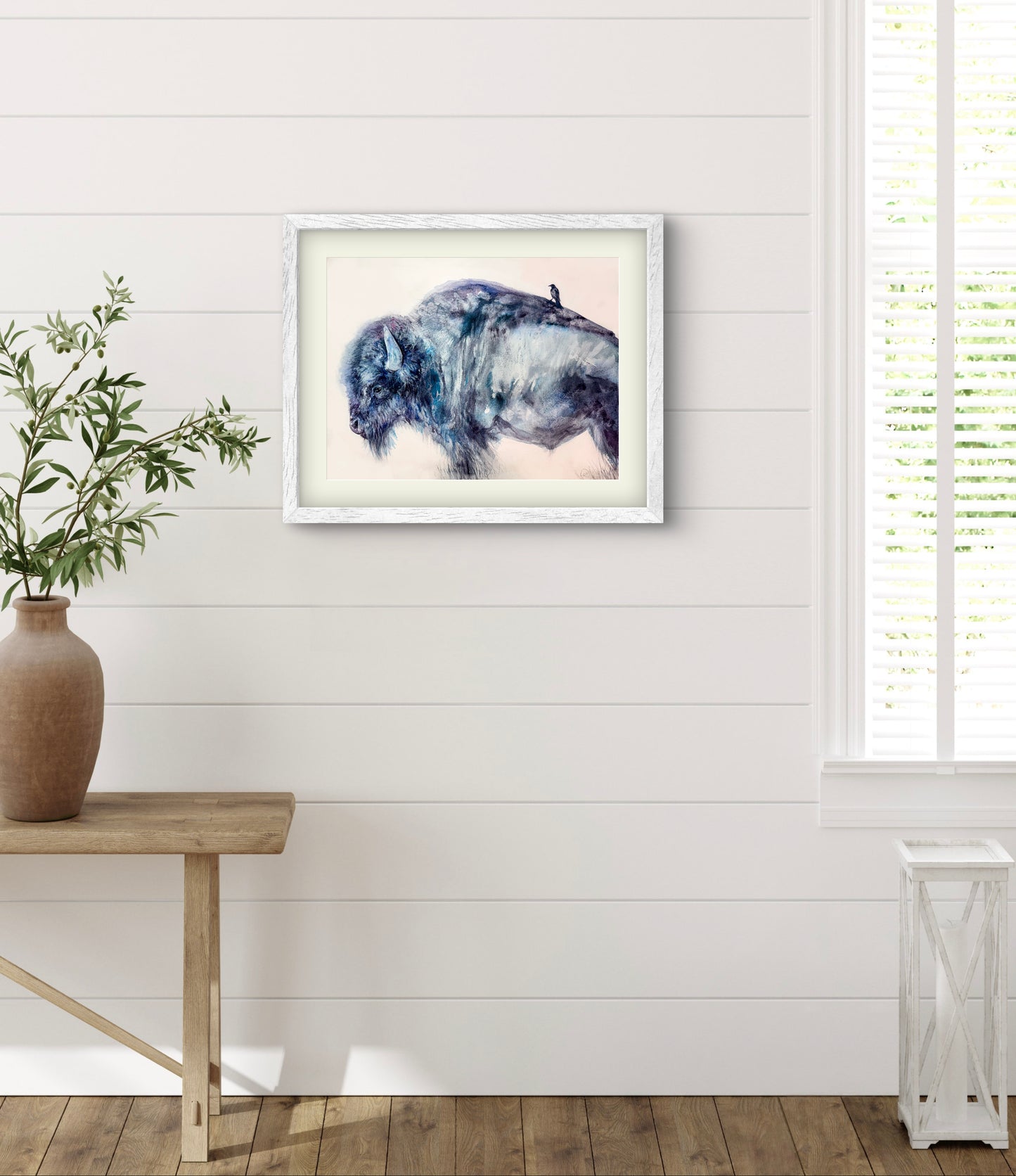 Prairie Companions Bison And Cowbird Giclée Print From Watercolor Original