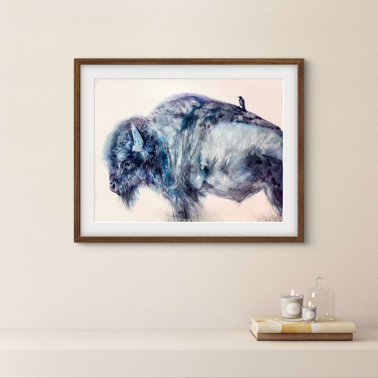 Prairie Companions Bison And Cowbird Giclée Print From Watercolor Original