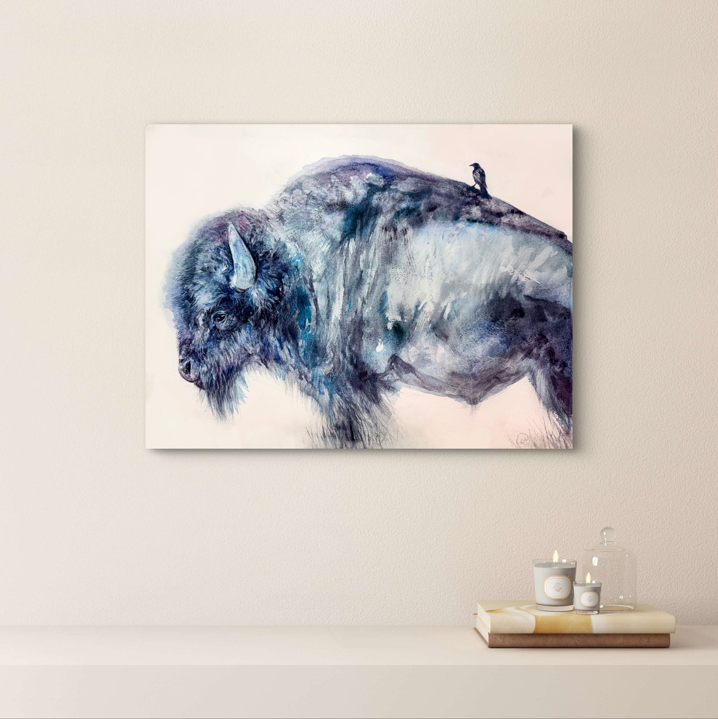 Prairie Companions Bison And Cowbird Giclée Print From Watercolor Original