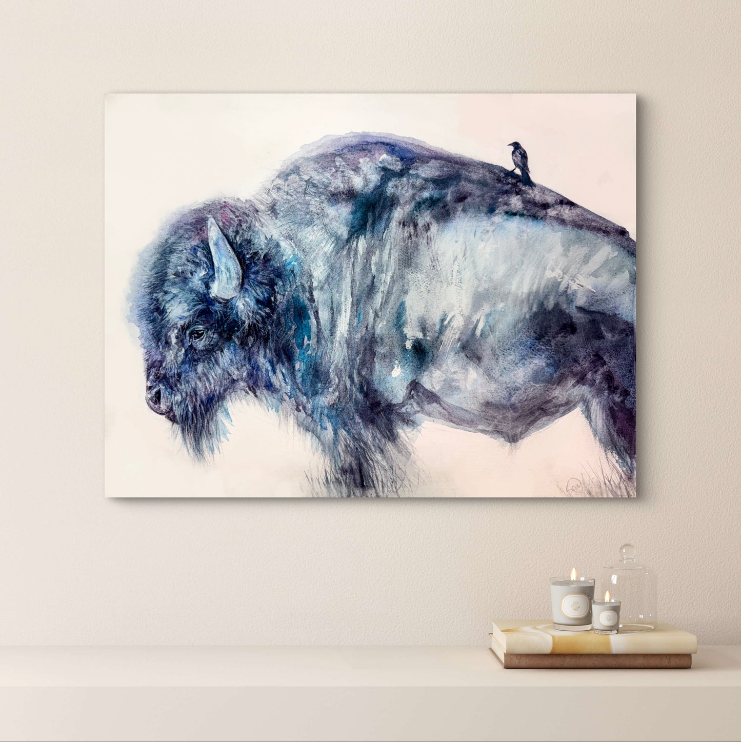 Prairie Companions Bison And Cowbird Giclée Print From Watercolor Original