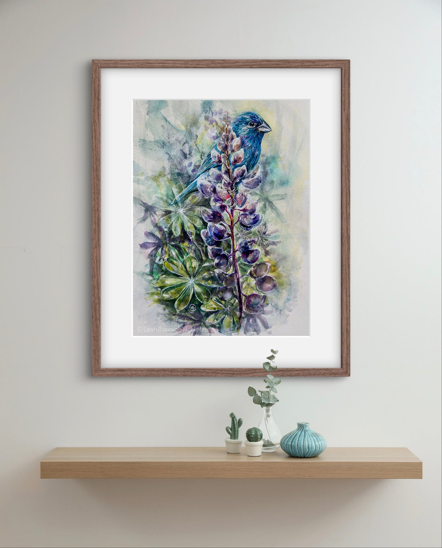 Indigo Bunting Bird And Lupine Giclée Print