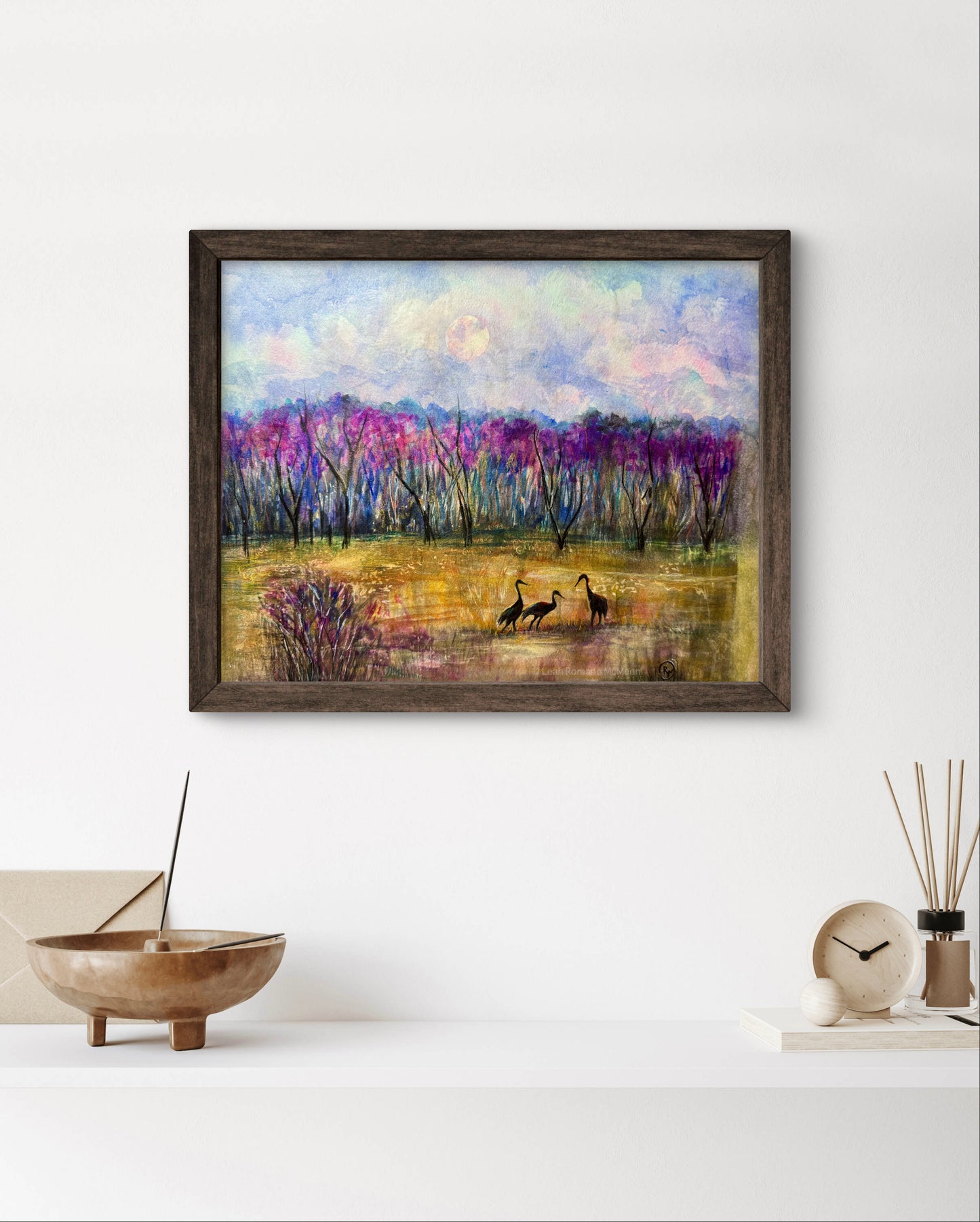 Dune Moon Cranes Giclée Print - Sandhill Crane Birds