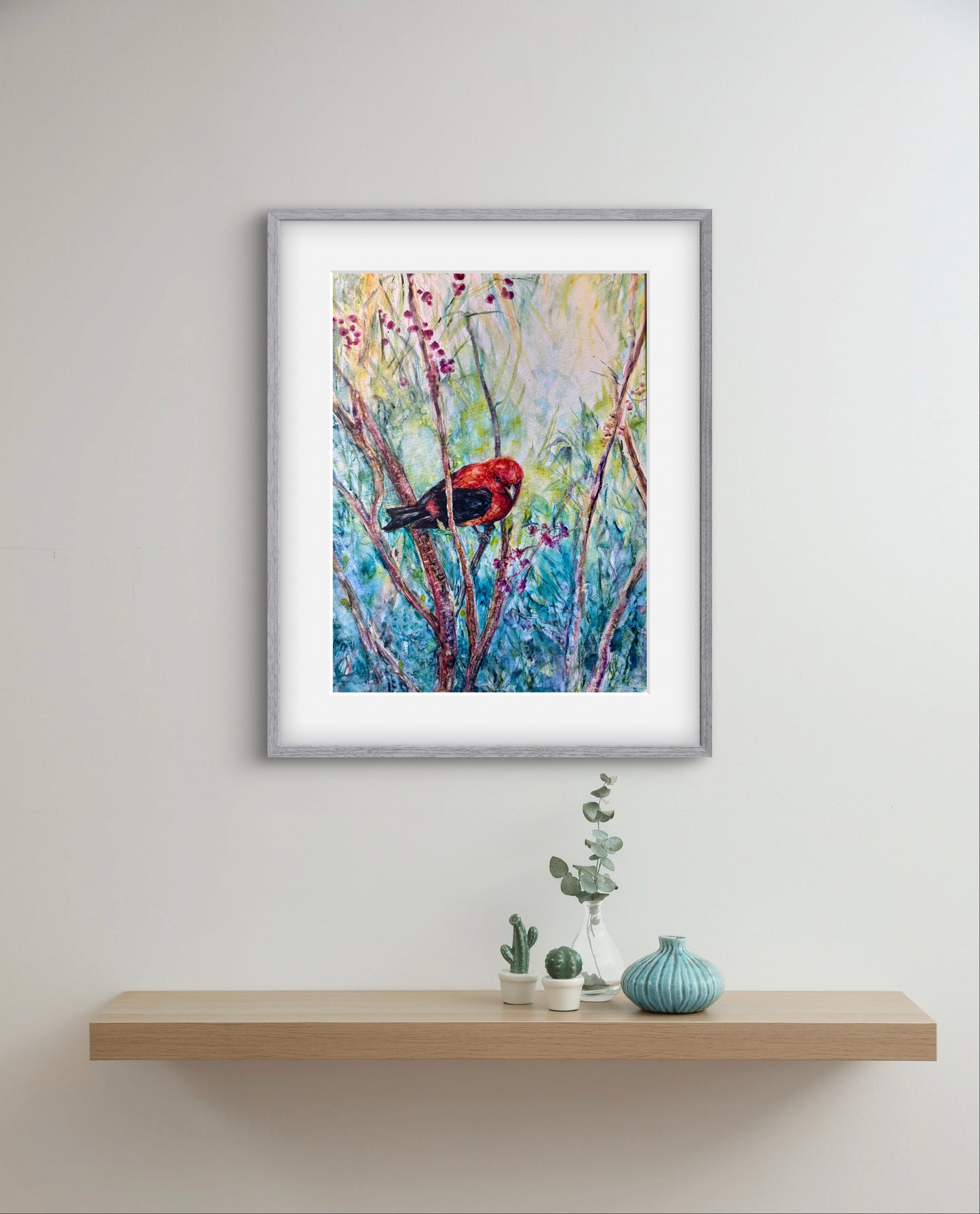 The Scarlet Messenger - Scarlet Tanager Bird Giclée Print From Watercolor Original