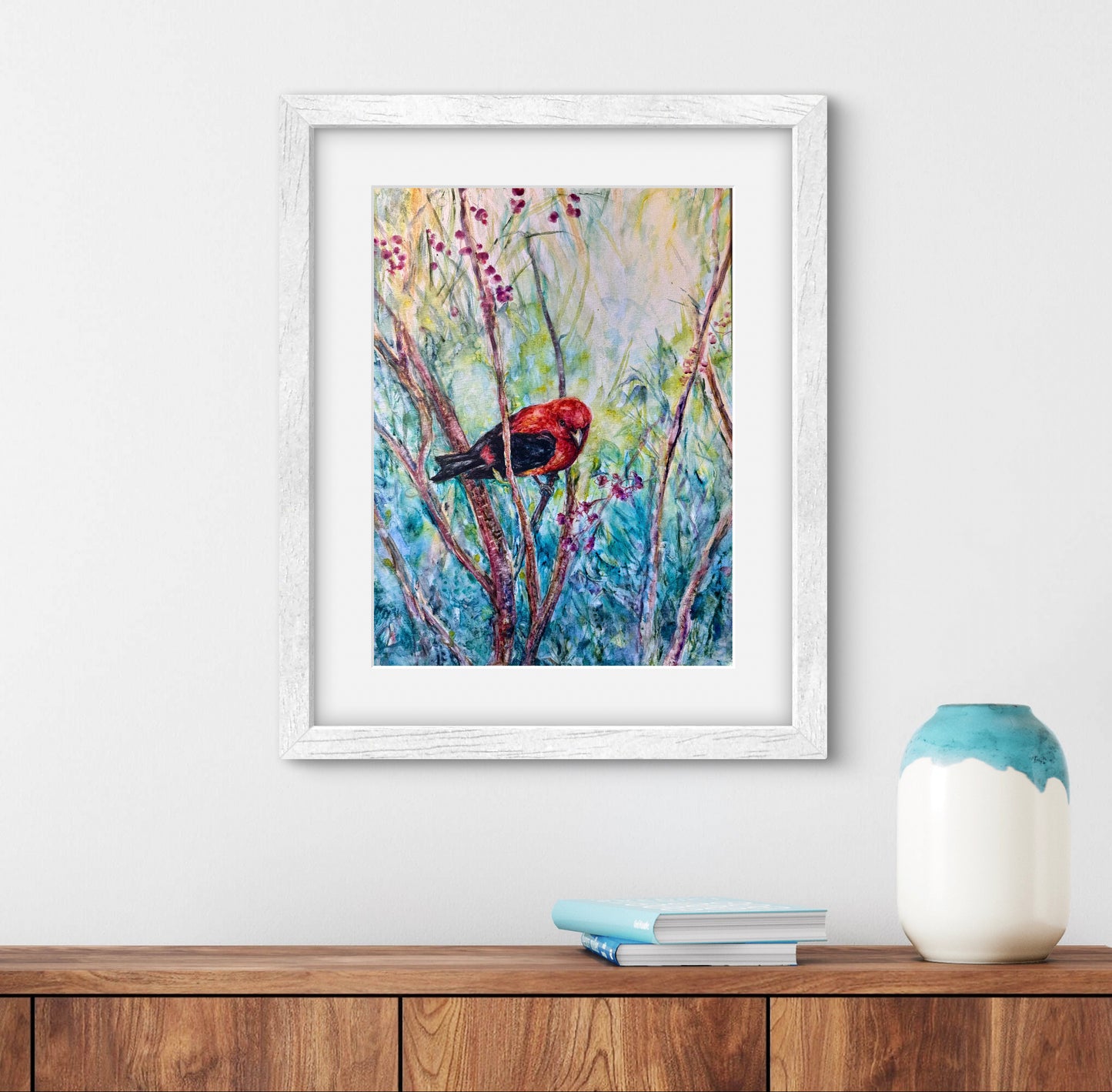 The Scarlet Messenger - Scarlet Tanager Bird Giclée Print From Watercolor Original