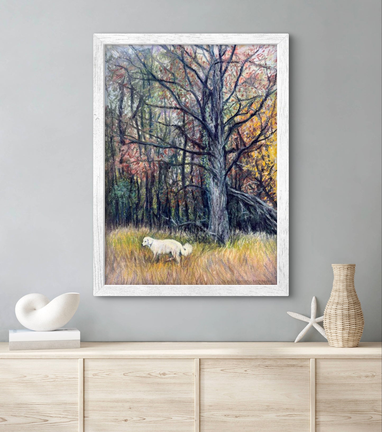 A Walk In the Old Pasture – White Livestock Guardian Dog Giclée Print
