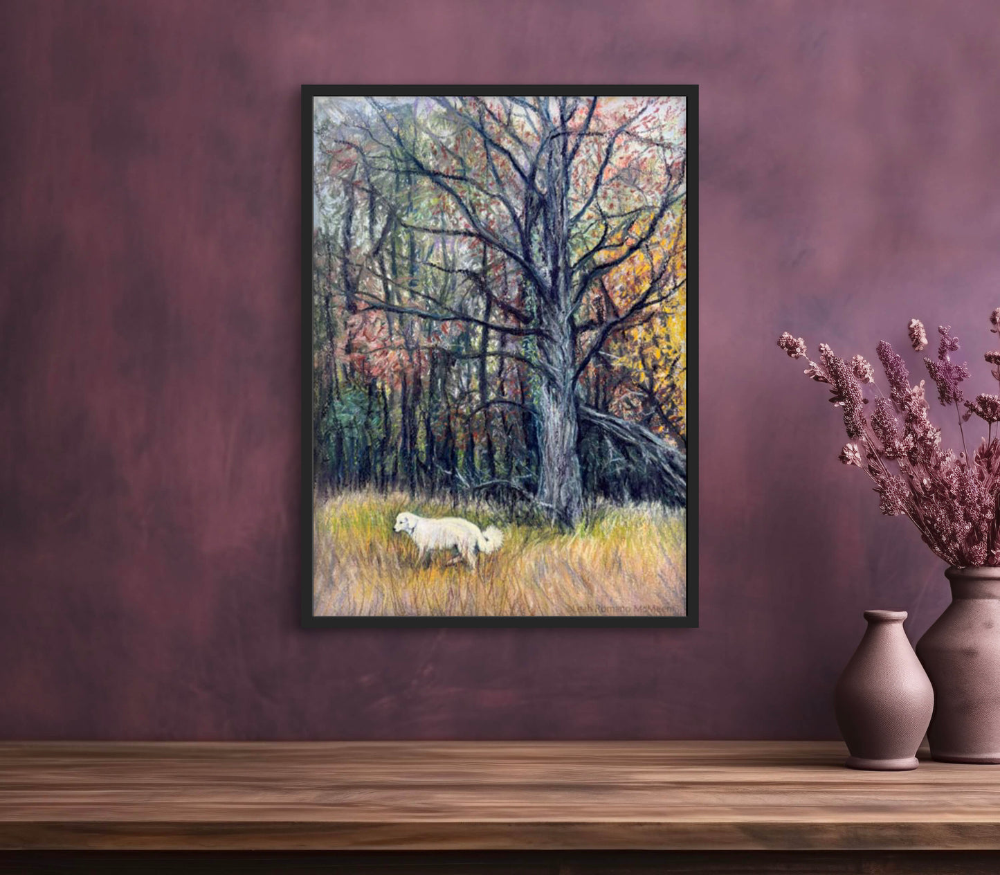 A Walk In the Old Pasture – White Livestock Guardian Dog Giclée Print