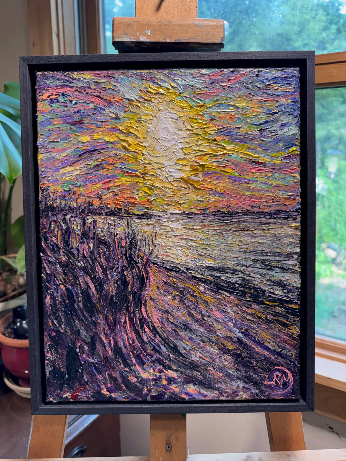 Lavender And Gold Acrylic Painting