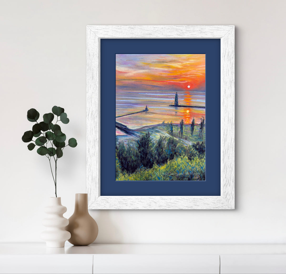 Frankfort Harbor At Lake Michigan Elberta Bluffs Poster & Print
