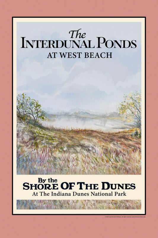 Interdunal Pond West Beach Indiana Dunes National Park – WPA Style Poster Print