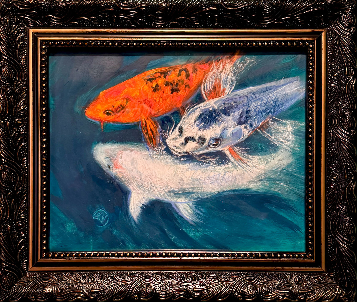 Koi Friends soft pastel painting
