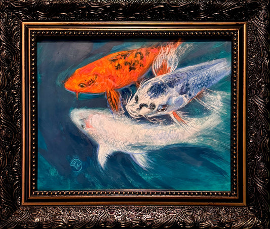 Koi Friends soft pastel painting