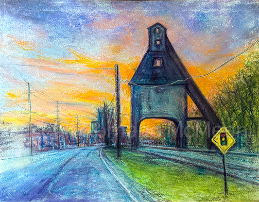 Last Light Of The Coaling Tower - Soft Pastel - Giclee Print