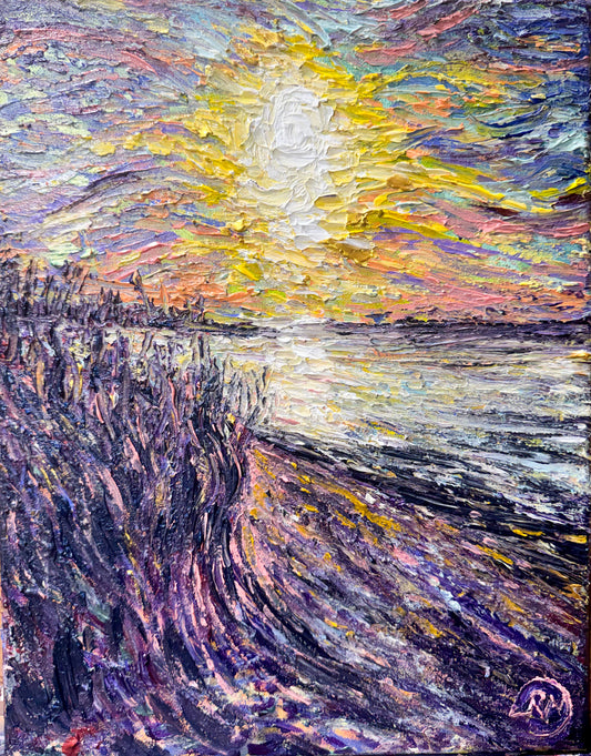 Lavender And Gold Acrylic Painting
