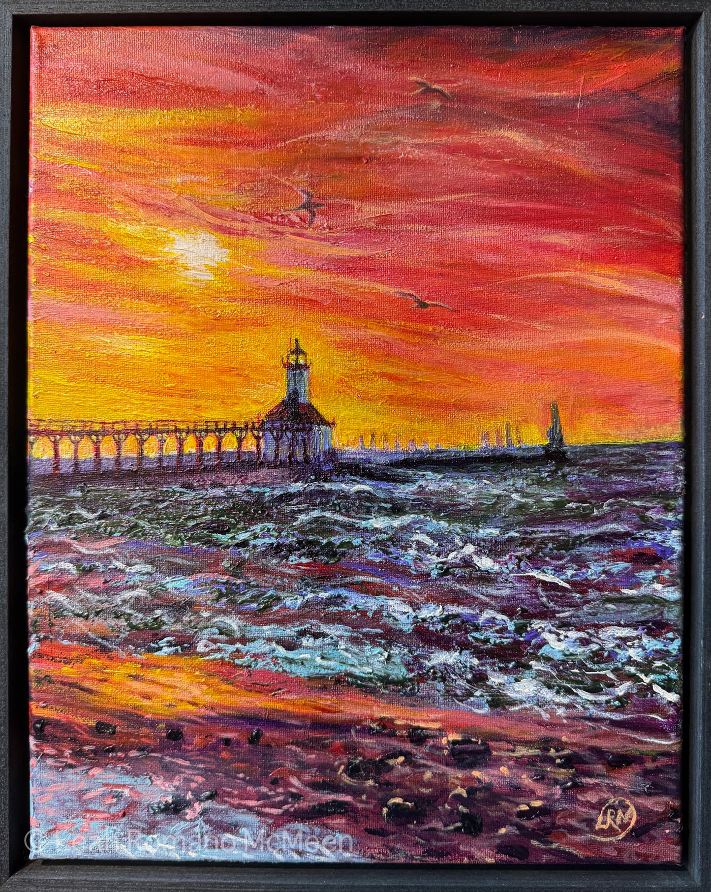 Michigan City Lighthouse Acrylic Painting