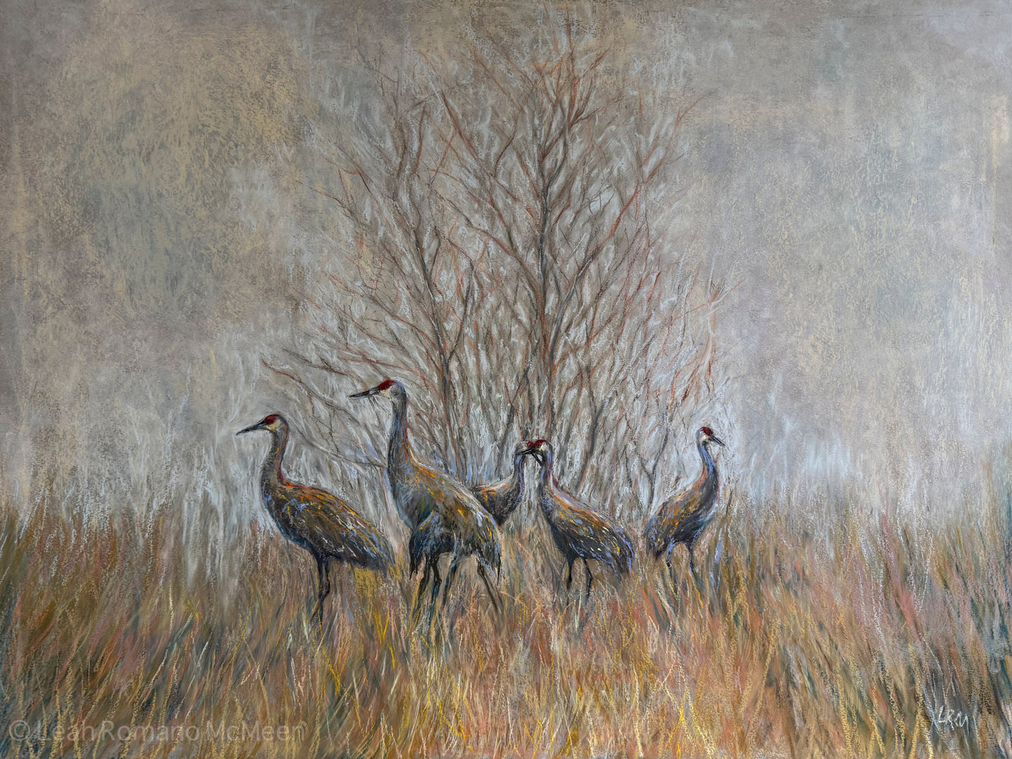 Mourning In The Fog - Oil Pastel Painting