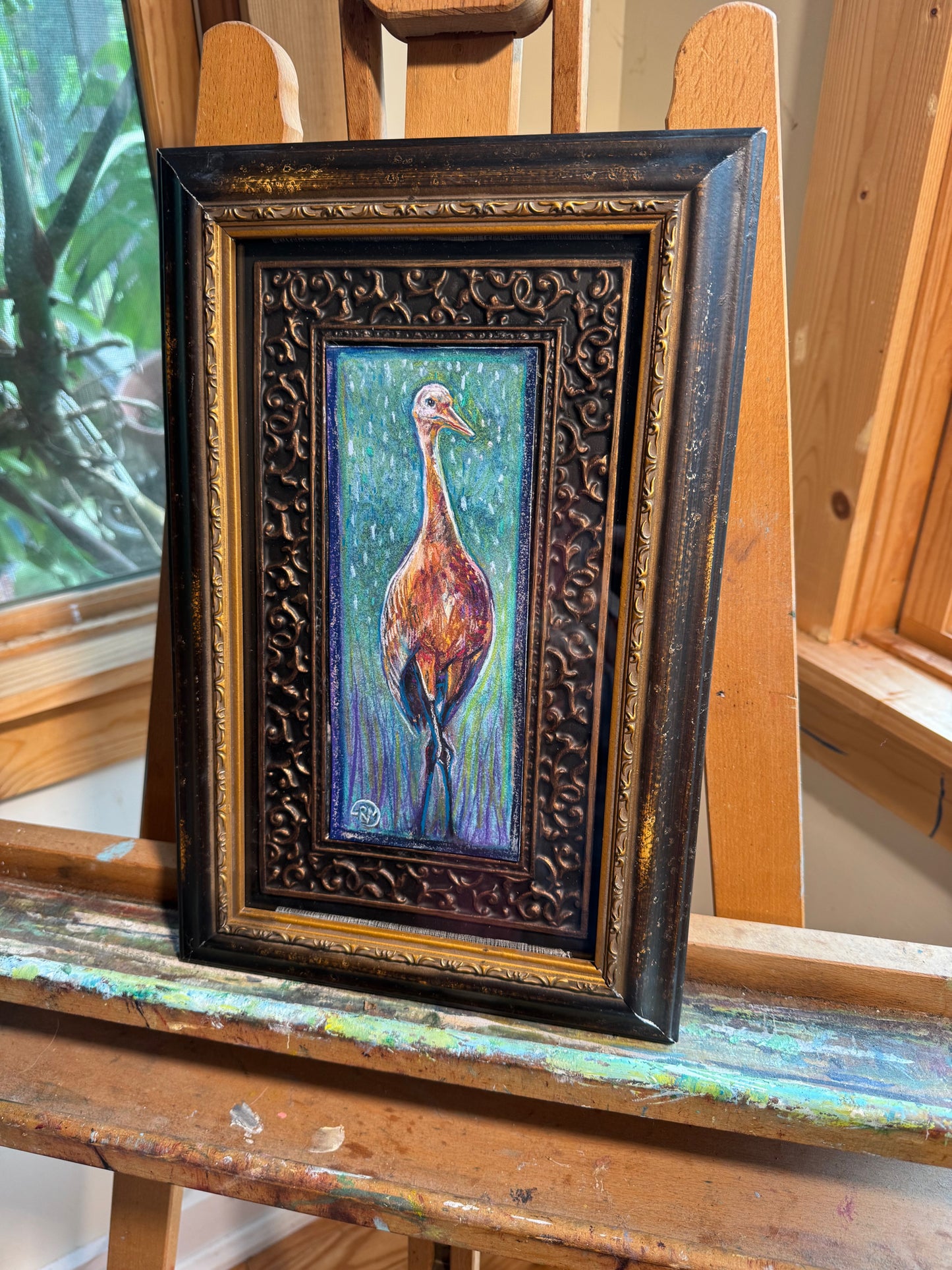 Prairie Dandy • Sandhill Crane Bird Soft Pastel Painting