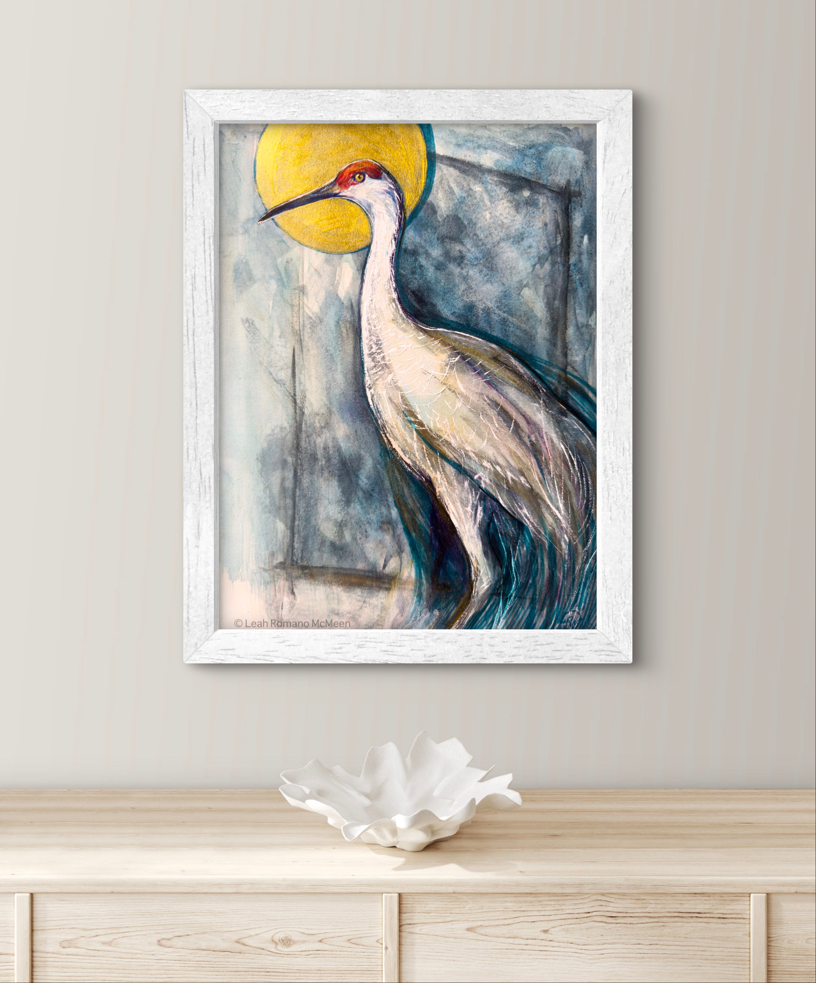 Sandhill Sentinel - Sandhill Crane Bird – Leah Romano McMeen Art