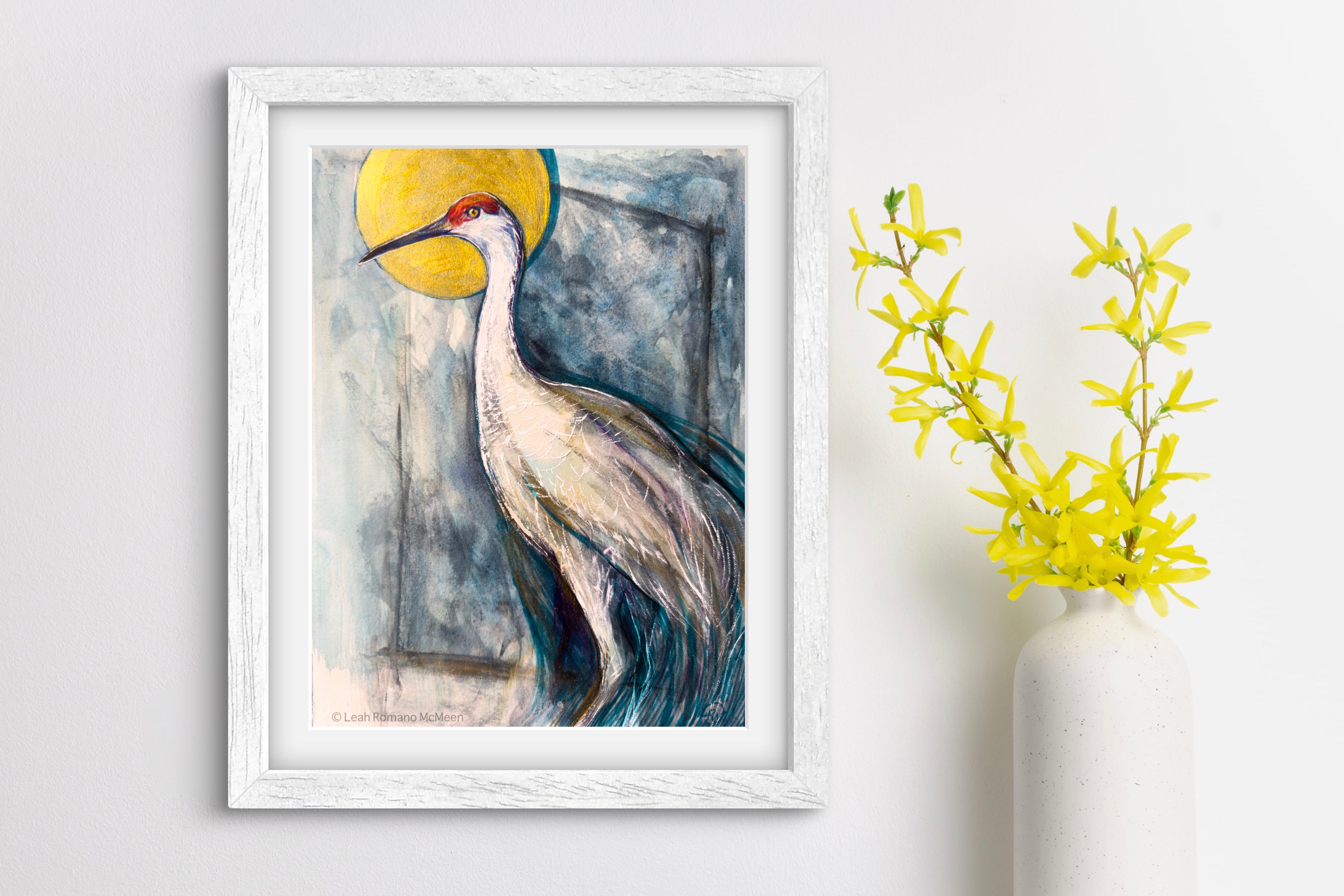 Sandhill Sentinel - Sandhill Crane Bird – Leah Romano McMeen Art