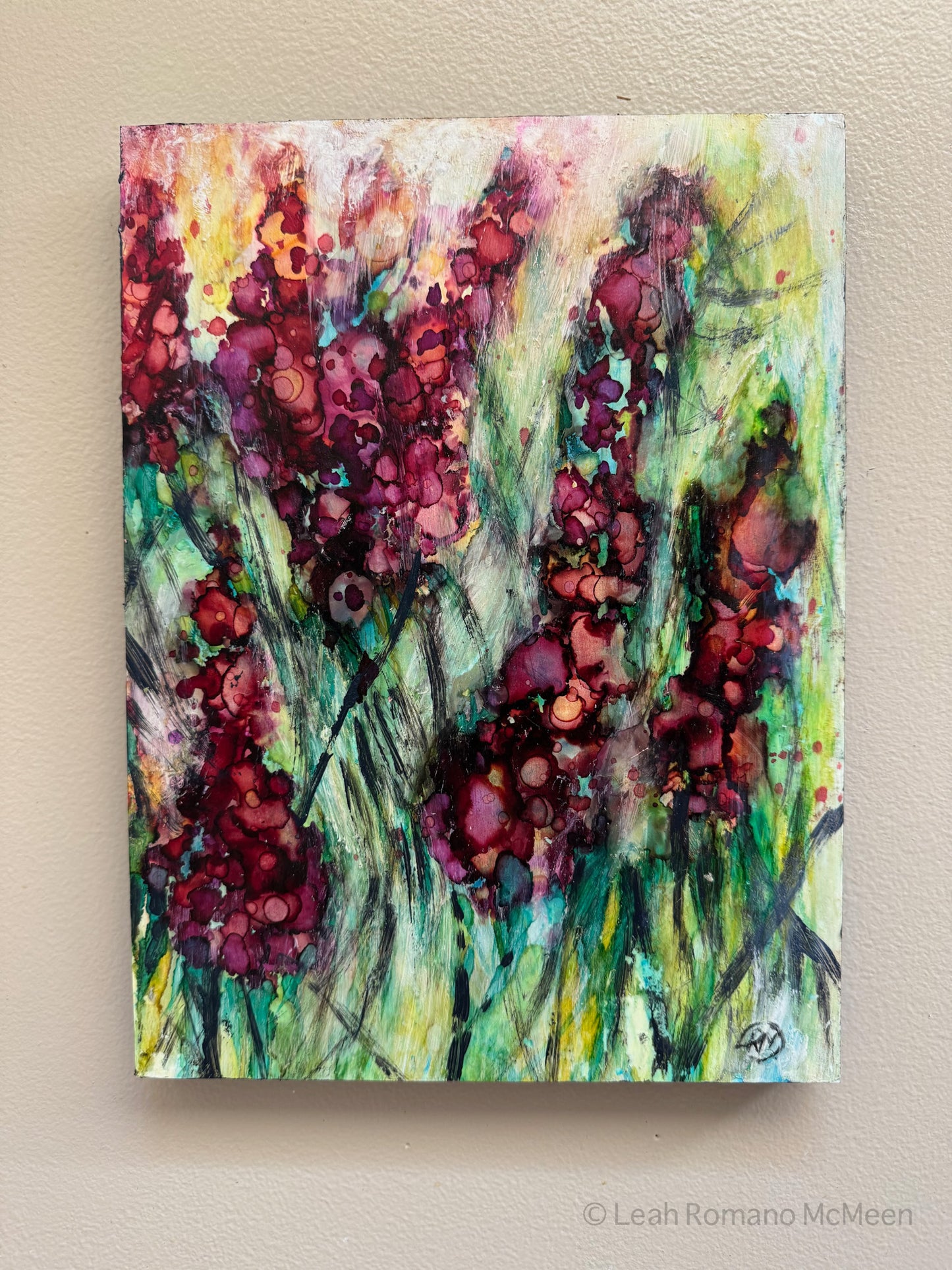 Sumac Alcohol Ink And Acrylic Painting On Birch Panel