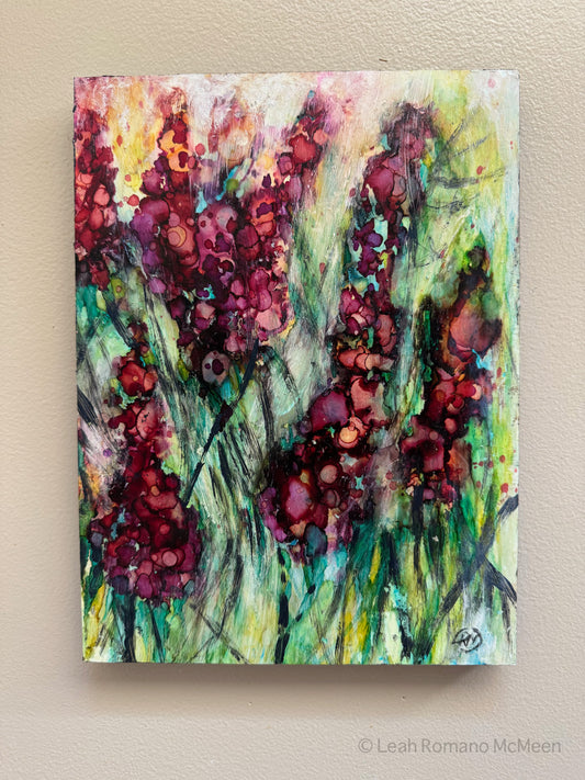 Sumac Alcohol Ink And Acrylic Painting On Birch Panel