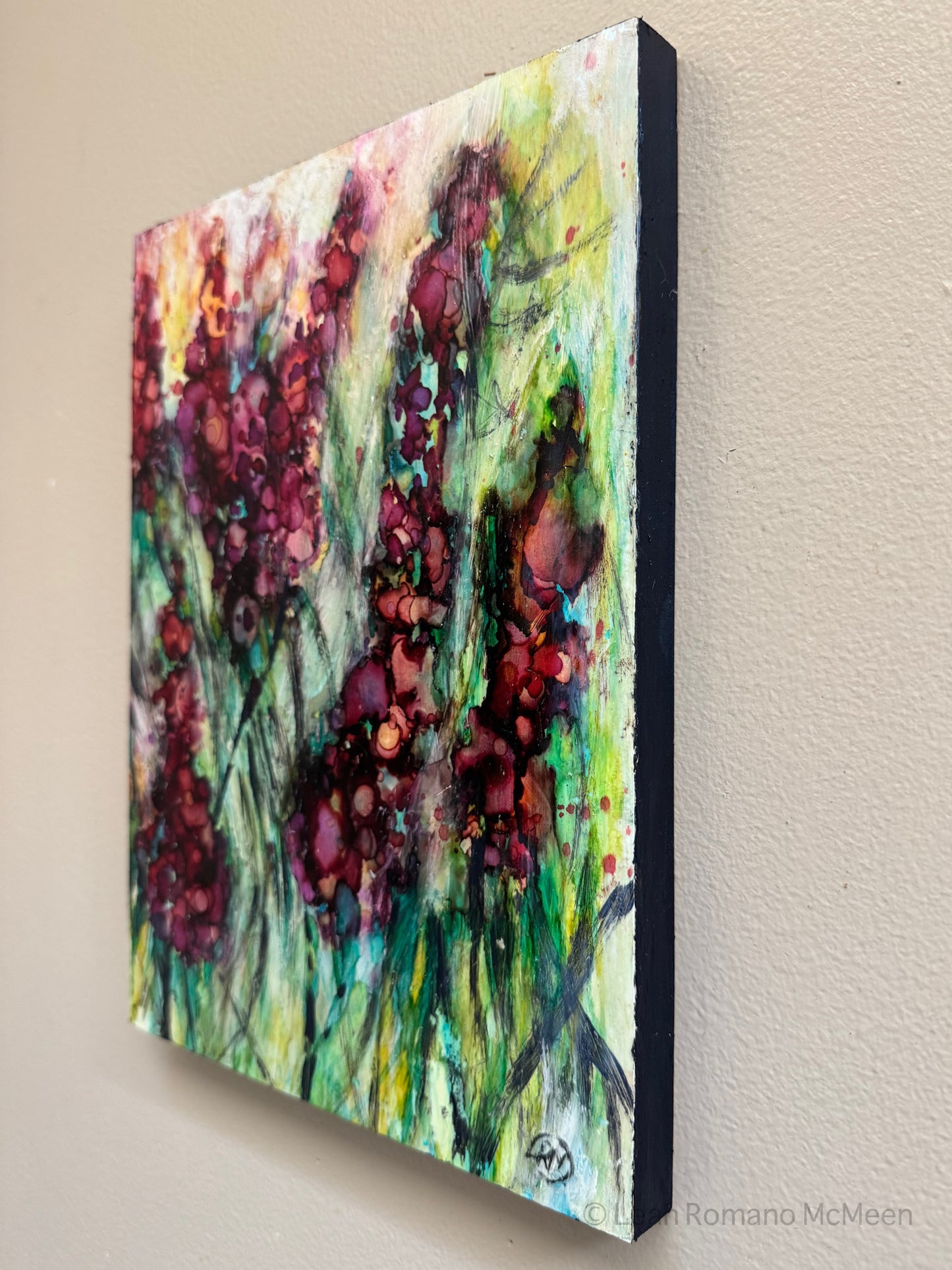Sumac Alcohol Ink And Acrylic Painting On Birch Panel